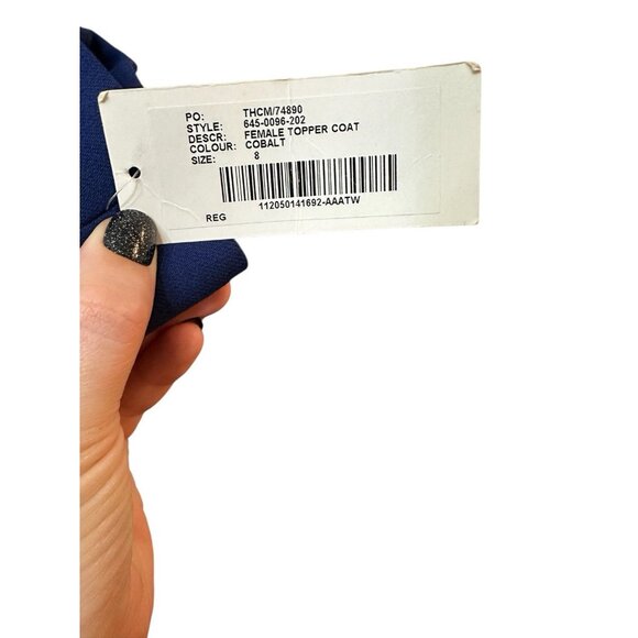 NWT American Airlines Womens Flight Attendant Cobalt Blue Topper Coat Size 8 - Picture 6 of 6